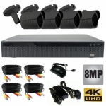 8Mp security System with 4 x hd bullet Cameras & 1Tb Dvr